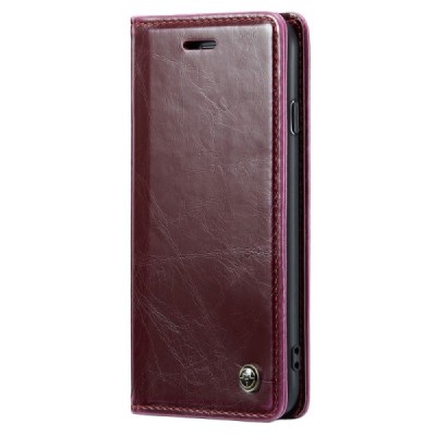 Apple iPhone 7 Plus „CaseMe“ Leather solidus atverčiamas bordo odinis dėklas - knygutė | Priedai.lt