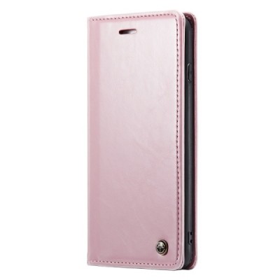 Apple iPhone 7 Plus „CaseMe“ Leather solidus atverčiamas rožinis odinis dėklas - knygutė | Priedai.lt